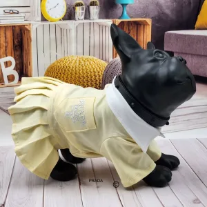 Yellow Pawda Pleated Dress for a Dog-Pet Clothing