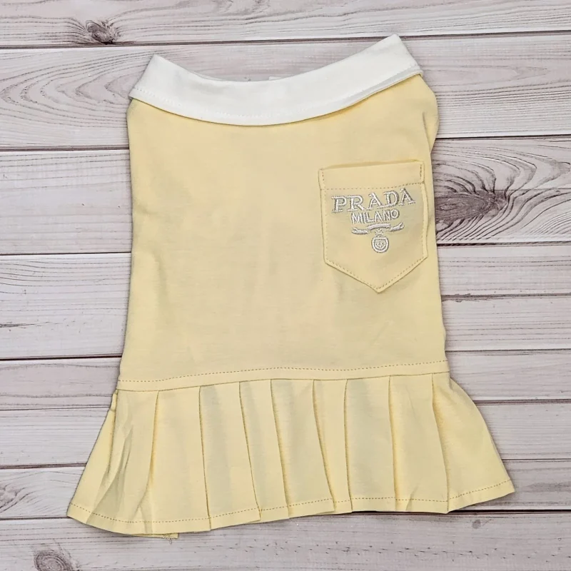 yellow prada pleaded dress for dogs