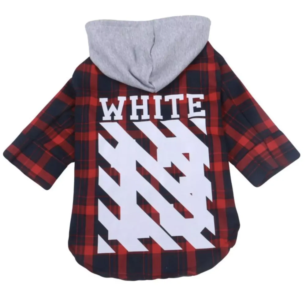 Chic Plaid Fabric and Cozy Hood Shirt For Large Breeds-2