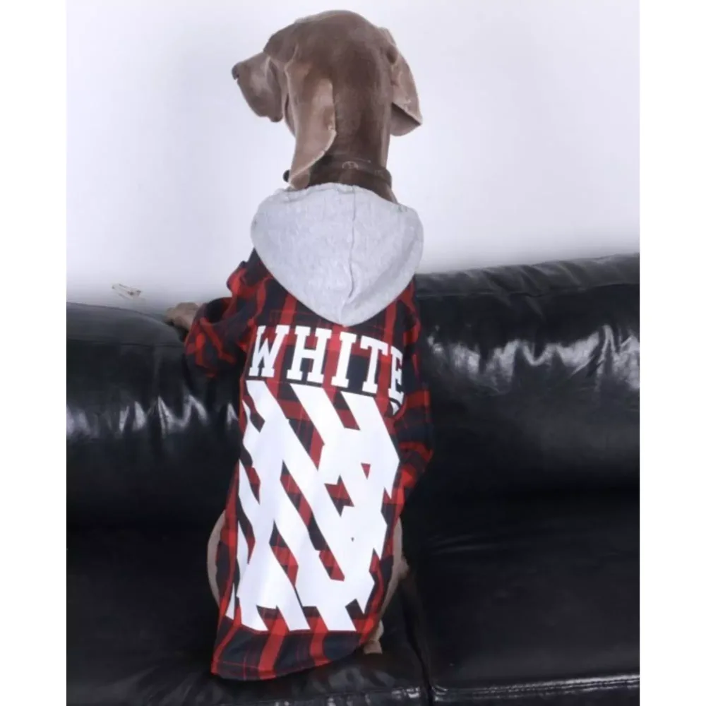 Chic Plaid Fabric and Cozy Hood Shirt For Large Breeds-3