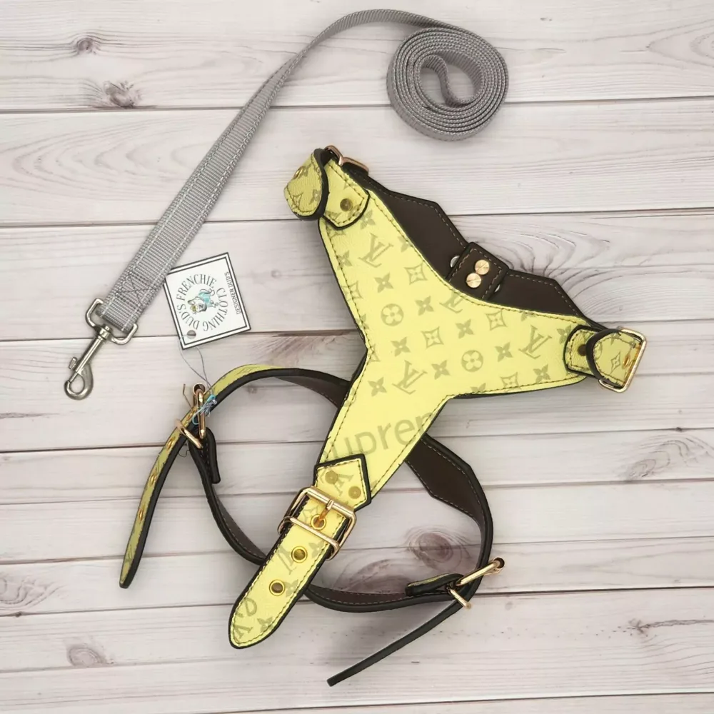 VUITTON YELLOW Harness and Matching Leash1