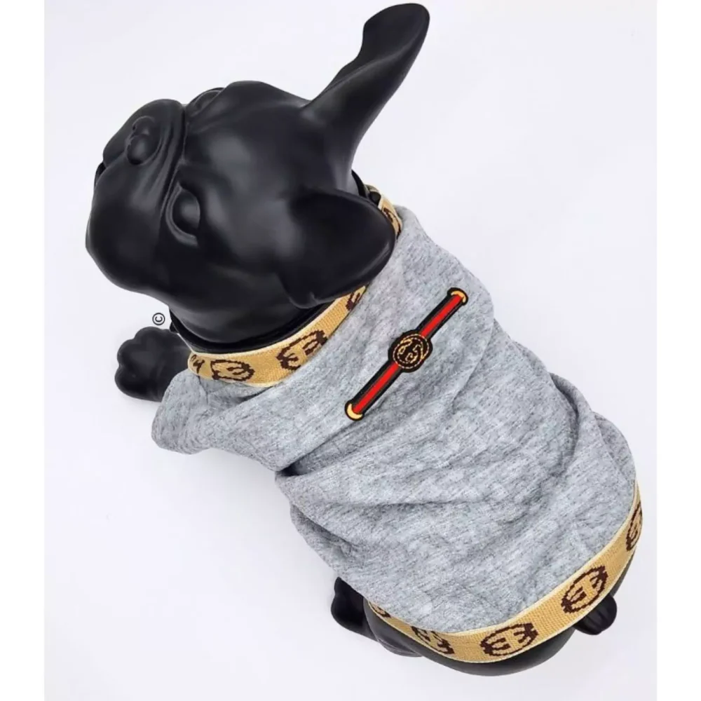 Grucci Glamour for Your Pooch - Grey or Red Soft Fabric Sweater with Iconic Logo and Sunny Yellow Trim7