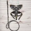 Opulent Elegance Black Chewnel Harness for Dogs with White Logo and Gold Hardware