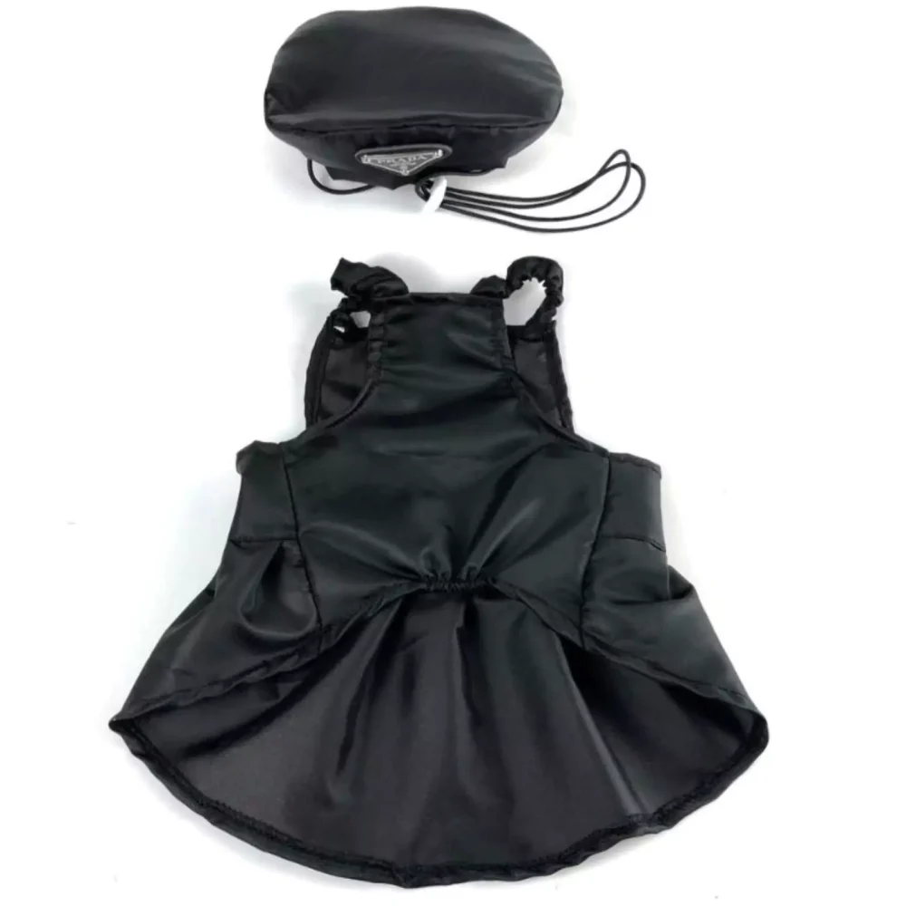 Chic Canine Couture: Pawda Black Dress with Iconic Triangle & Beret1