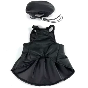 Chic Canine Couture: Pawda Black Dress with Iconic Triangle & Beret1