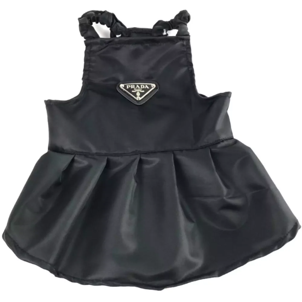 Chic Canine Couture: Pawda Black Dress with Iconic Triangle & Beret2