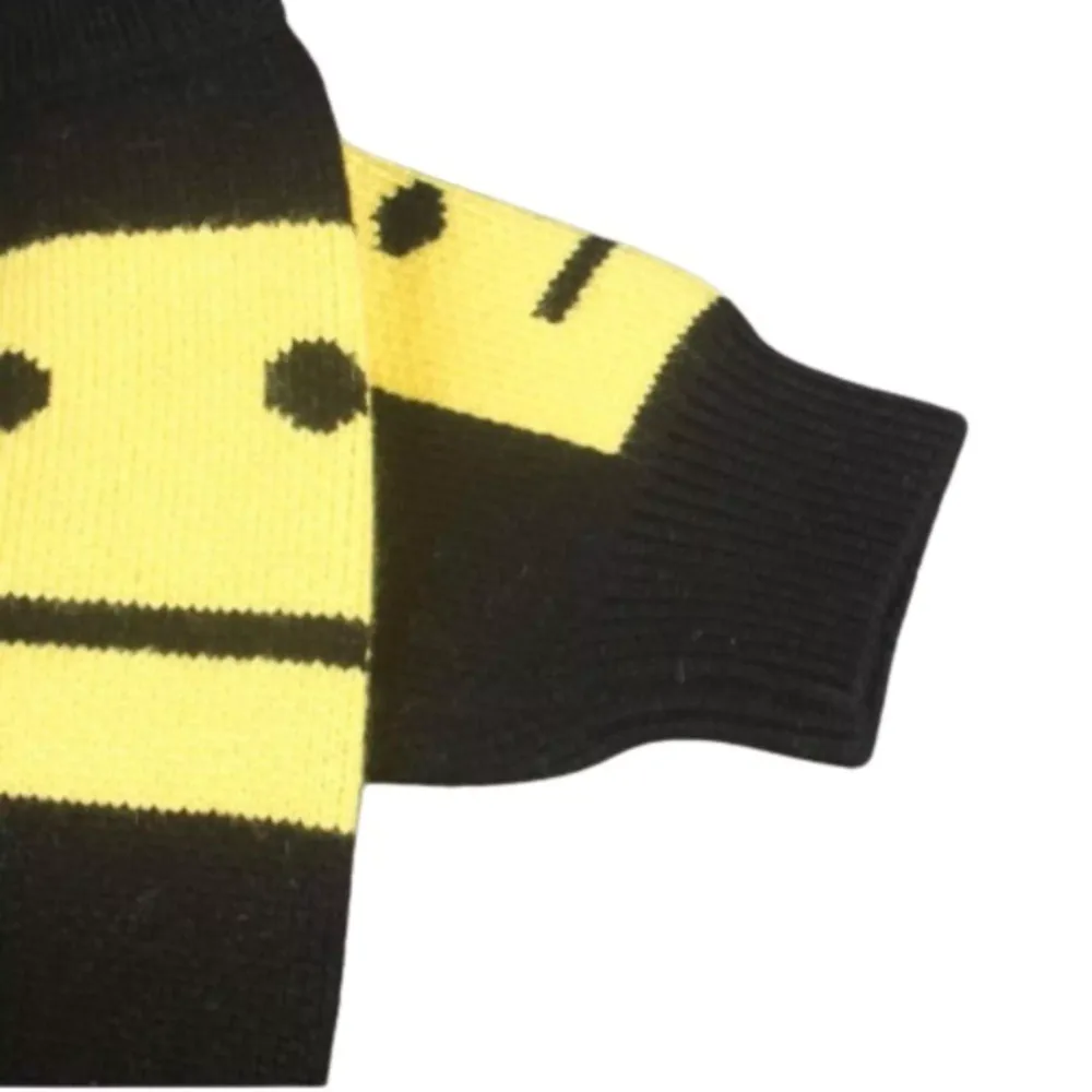 Black Knitted Dog Sweater with a Sunny Yellow Smile Face3