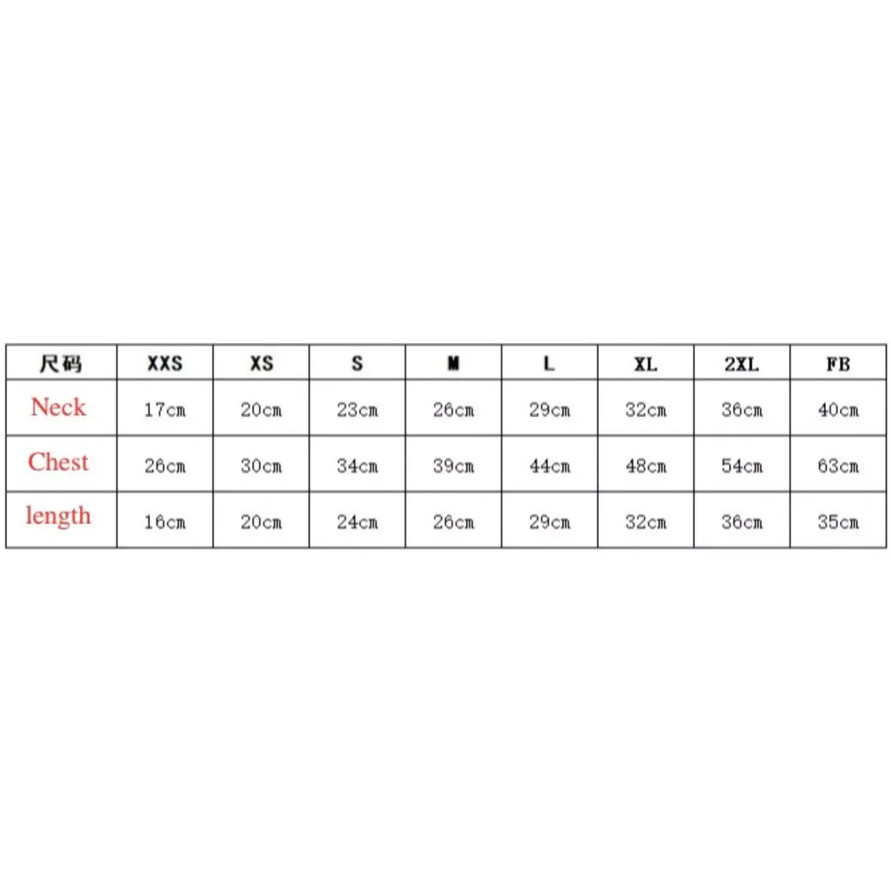 size-chart-Chewnel #1 Sweatshirt for dogs