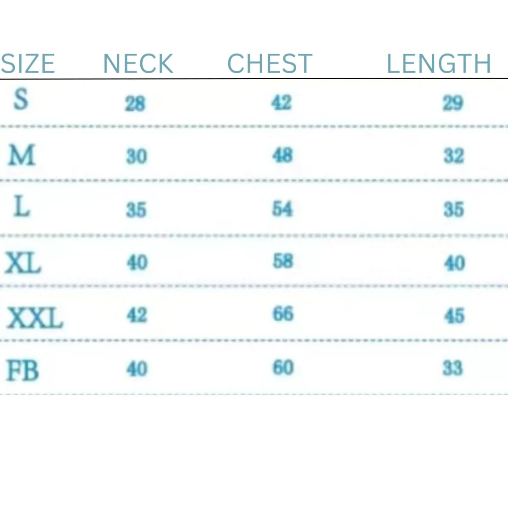 size-chart-Chewnel Pinktastic Female Dog Jacket